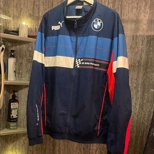 PUMA Men's Navy and Red Motorsport Windbreaker